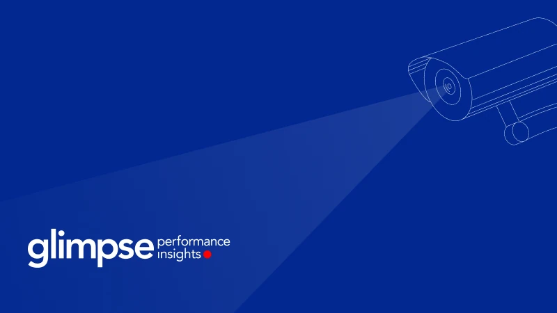 Glimpse performance insights identity with a security camera illustration