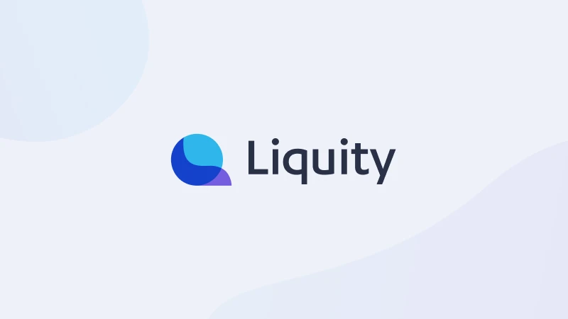 Liquity identity on a pale blue illustrated background