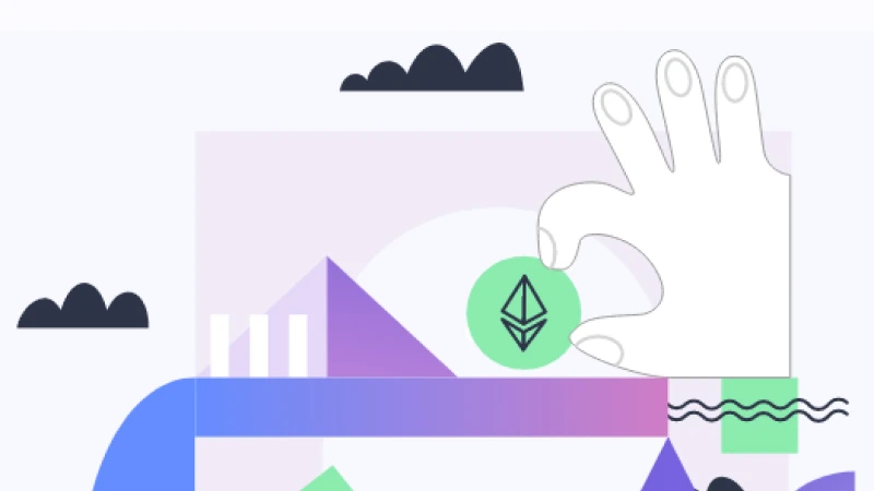 Liquity launch illustration with an Ethereum symbol and geometric forms